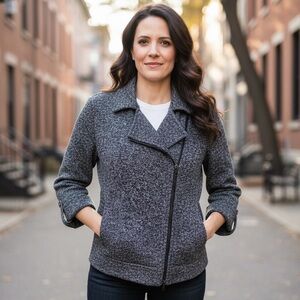 Banana Republic Tweed Diagonal Zip Jacket Size XS